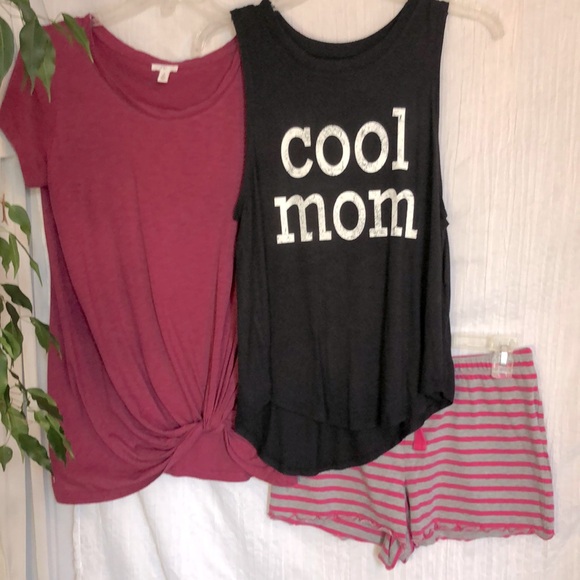 Grayson Threads Tops - GRAYSON THREADS T shirt BP cranberry top & LORD & TAYLOR pink PJ bottoms size S